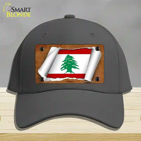 Lebanon Flag Scroll Novelty License Plate Hat Cotton / Charcoal