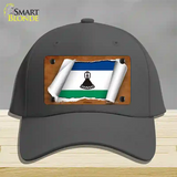 Lesotho Flag Scroll Novelty License Plate Hat Cotton / Charcoal