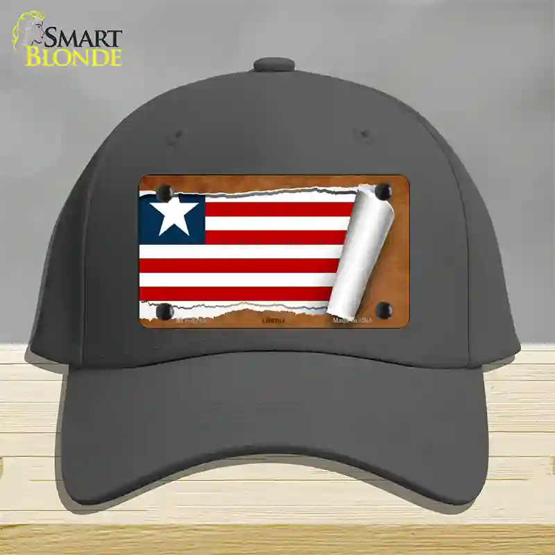 Liberia Flag Scroll Novelty License Plate Hat Cotton / Charcoal