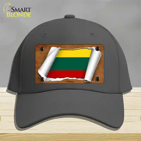 Lithuania Flag Scroll Novelty License Plate Hat Cotton / Charcoal