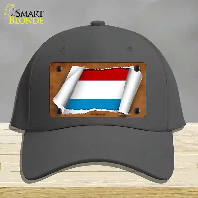 Luxemboury Flag Scroll Novelty License Plate Hat Cotton / Charcoal