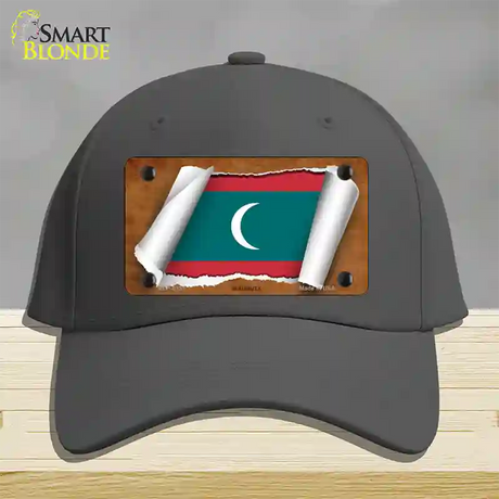 Maldives Flag Scroll Novelty License Plate Hat Cotton / Charcoal