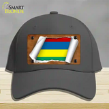 Mauritius Flag Scroll Novelty License Plate Hat Cotton / Charcoal