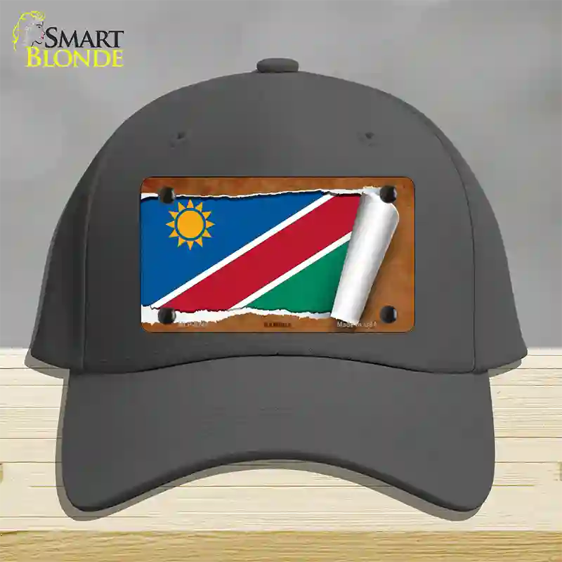 Namibia Flag Scroll Novelty License Plate Hat Cotton / Charcoal