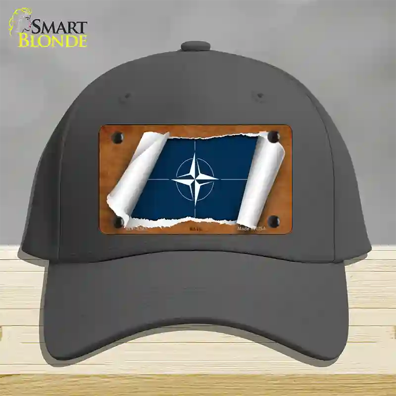 Nato Flag Scroll Novelty License Plate Hat Cotton / Charcoal