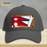 Nepal Flag Scroll Novelty License Plate Hat Cotton / Charcoal