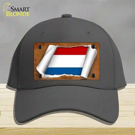 Netherlands Flag Scroll Novelty License Plate Hat Cotton / Charcoal