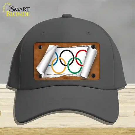 Olympic Flag Scroll Novelty License Plate Hat Cotton / Charcoal