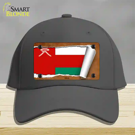 Oman Flag Scroll Novelty License Plate Hat Cotton / Charcoal