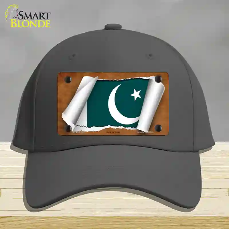 Pakistan Flag Scroll Novelty License Plate Hat Cotton / Charcoal