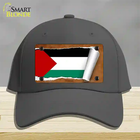 Palestine Flag Scroll Novelty License Plate Hat Cotton / Charcoal