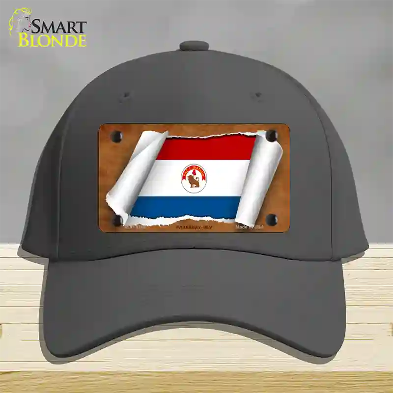 Paraguay-REV Flag Scroll Novelty License Plate Hat Cotton / Charcoal