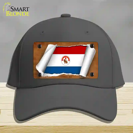 Paraguay-REV Flag Scroll Novelty License Plate Hat Cotton / Charcoal