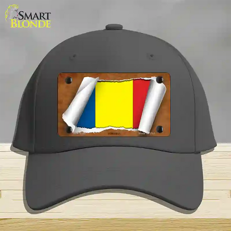 Romania Flag Scroll Novelty License Plate Hat Cotton / Charcoal