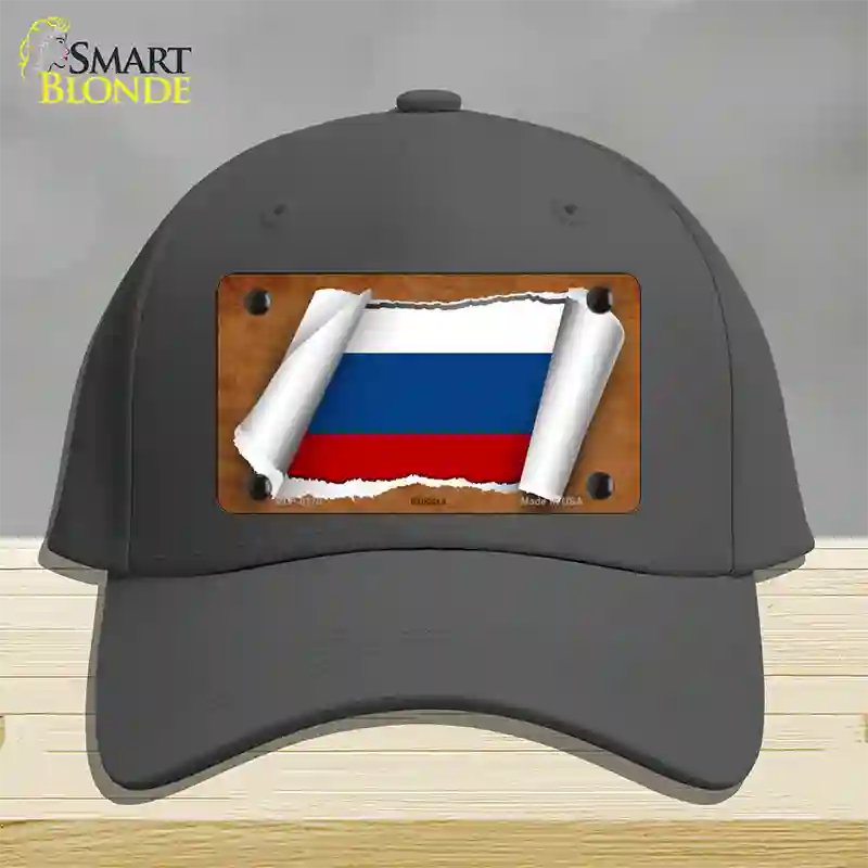 Russia Flag Scroll Novelty License Plate Hat Cotton / Charcoal