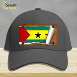 Sao Tome & Principe Flag Scroll Novelty License Plate Hat Cotton / Charcoal