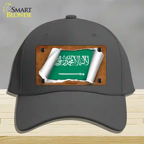 Saudi Arabia Flag Scroll Novelty License Plate Hat Cotton / Charcoal