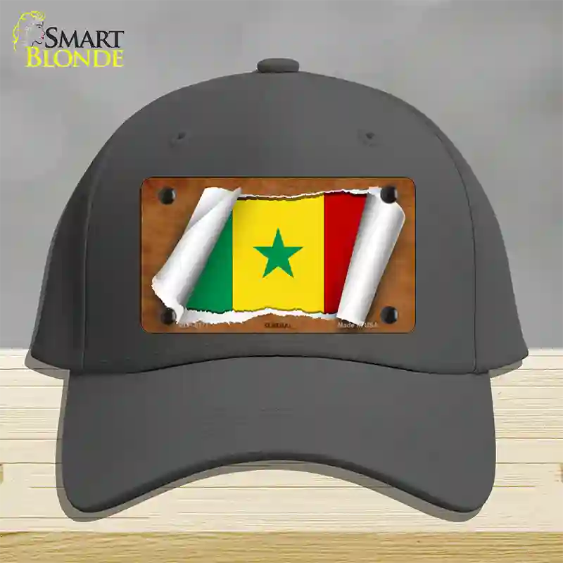 Senegal Flag Scroll Novelty License Plate Hat Cotton / Charcoal