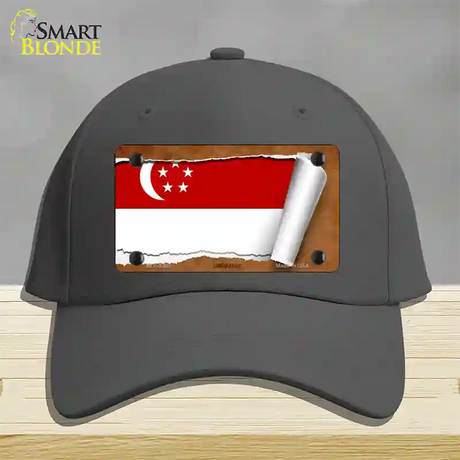 Singapore Flag Scroll Novelty License Plate Hat Cotton / Charcoal