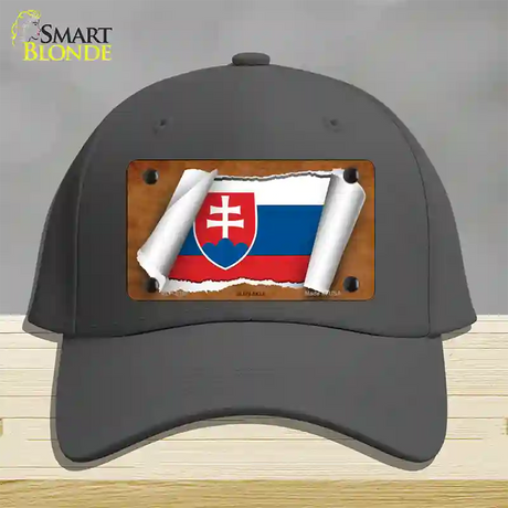 Slovakia Flag Scroll Novelty License Plate Hat Cotton / Charcoal