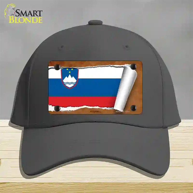 Slovenia Flag Scroll Novelty License Plate Hat Cotton / Charcoal