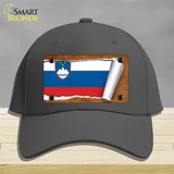 Slovenia Flag Scroll Novelty License Plate Hat Cotton / Charcoal