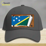 Solomon Islands Flag Scroll Novelty License Plate Hat Cotton / Charcoal