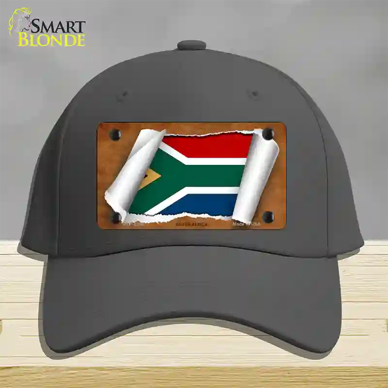 South Africa Flag Scroll Novelty License Plate Hat Cotton / Charcoal