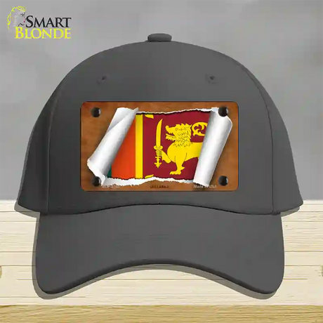 Sri Lanka Flag Scroll Novelty License Plate Hat Cotton / Charcoal