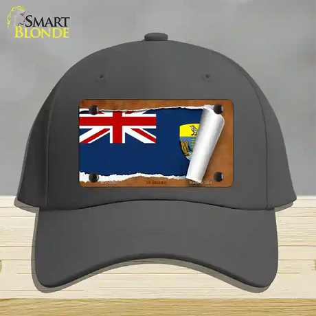 St Helena Flag Scroll Novelty License Plate Hat Cotton / Charcoal