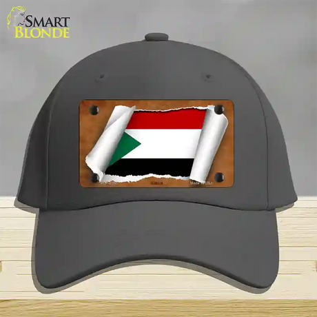 Sudan Flag Scroll Novelty License Plate Hat Cotton / Charcoal