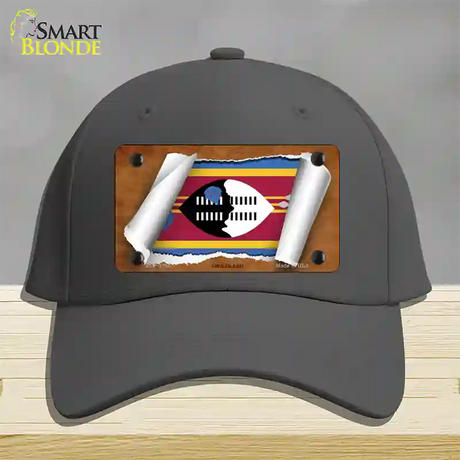 Swaziland Flag Scroll Novelty License Plate Hat Cotton / Charcoal