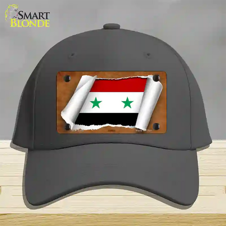 Syria Flag Scroll Novelty License Plate Hat Cotton / Charcoal