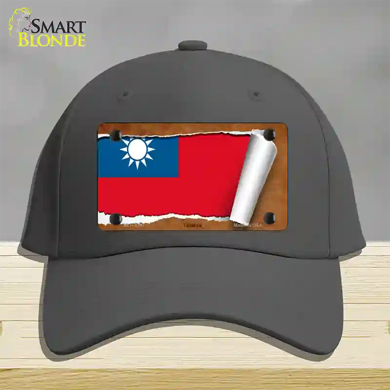 Taiwan Flag Scroll Novelty License Plate Hat Cotton / Charcoal