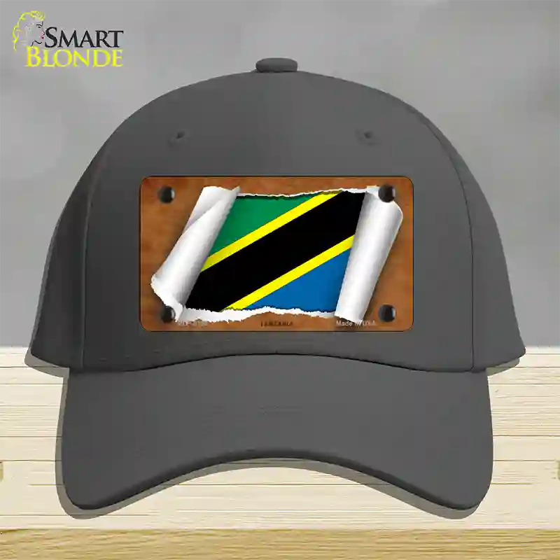 Tanzania Flag Scroll Novelty License Plate Hat Cotton / Charcoal