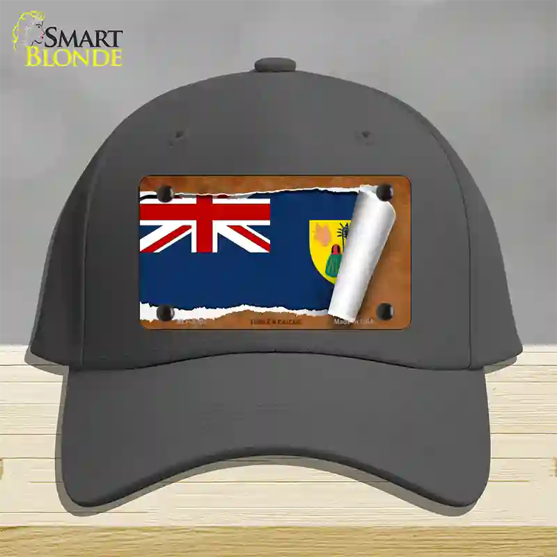 Turks & Caicos Flag Scroll Novelty License Plate Hat Cotton / Charcoal