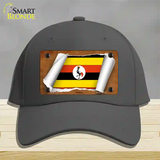 Uganda Flag Scroll Novelty License Plate Hat Cotton / Charcoal