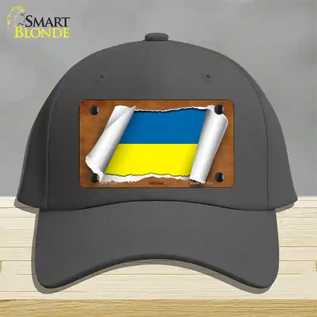 Ukraine Flag Scroll Novelty License Plate Hat Cotton / Charcoal