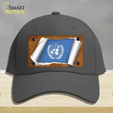 United Nations Flag Scroll Novelty License Plate Hat Cotton / Charcoal