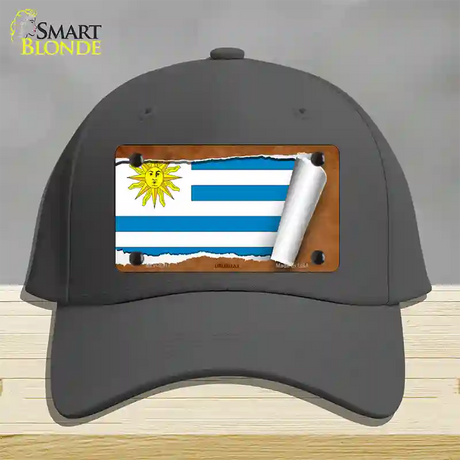 Uruguay Flag Scroll Novelty License Plate Hat Cotton / Charcoal