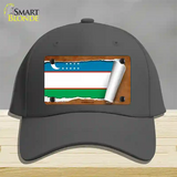 Uzbekistan Flag Scroll Novelty License Plate Hat Cotton / Charcoal