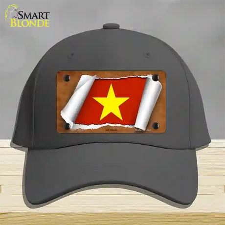 Vietnam Flag Scroll Novelty License Plate Hat Cotton / Charcoal