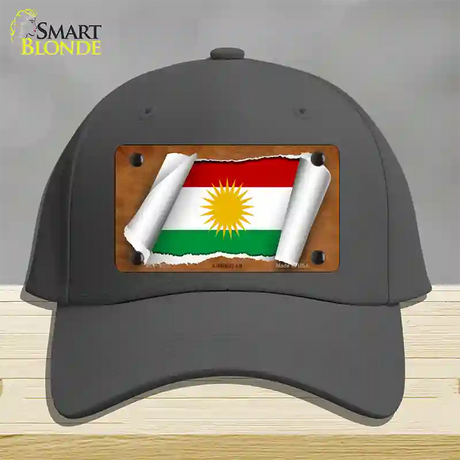 Kurdistan Flag Scroll Novelty License Plate Hat Cotton / Charcoal