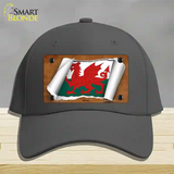 Wales Flag Scroll Novelty License Plate Hat Cotton / Charcoal