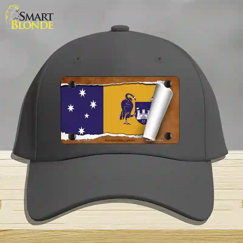 Australian Capital Flag Scroll Novelty License Plate Hat Cotton / Charcoal