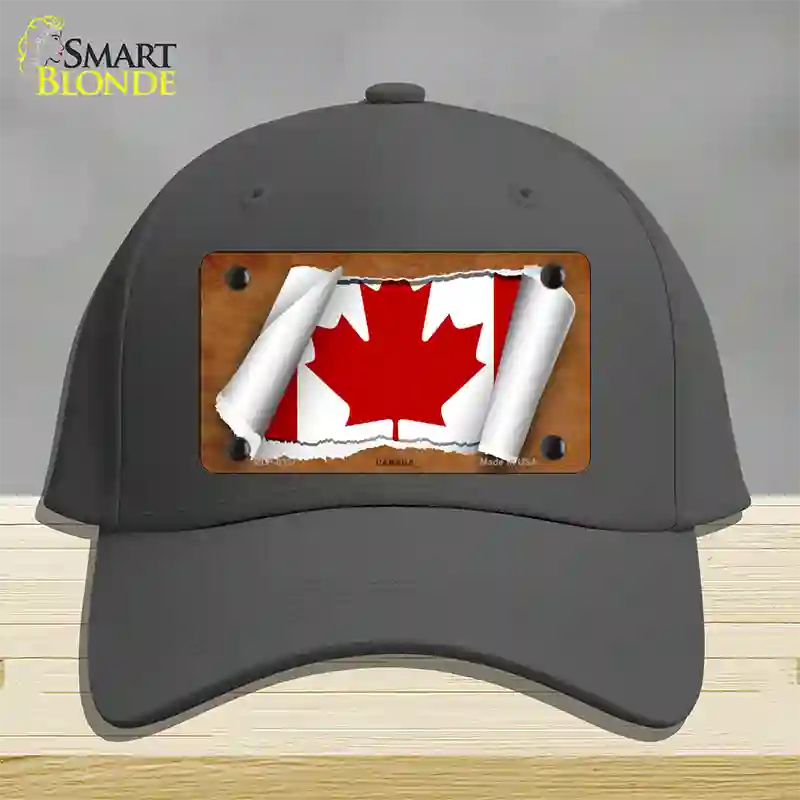 Canada Flag Scroll Novelty License Plate Hat Cotton / Charcoal