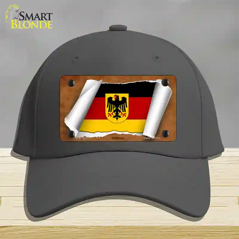 Germany Coat of Arms Flag Scroll Novelty License Plate Hat Cotton / Charcoal