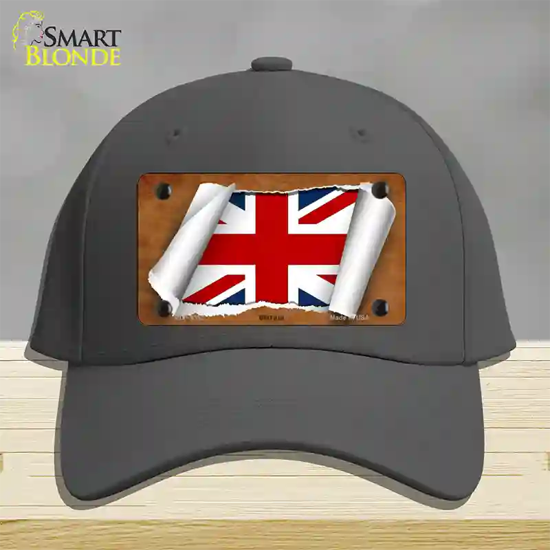 Britain Flag Scroll Novelty License Plate Hat Cotton / Charcoal