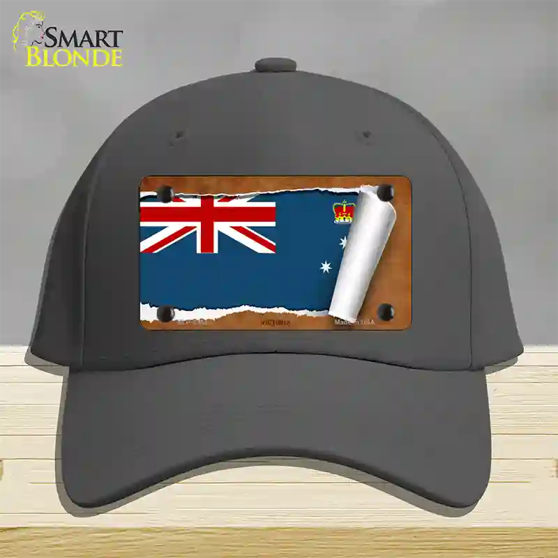 Victoria Flag Scroll Novelty License Plate Hat Cotton / Charcoal