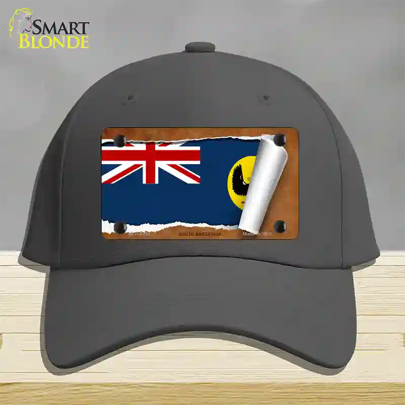 South Australia Flag Scroll Novelty License Plate Hat Cotton / Charcoal